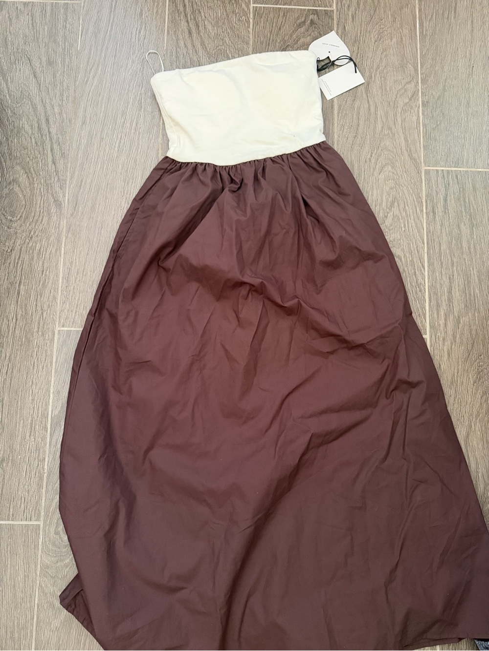 Strapless Two-Tone Maxi Skirt Dress